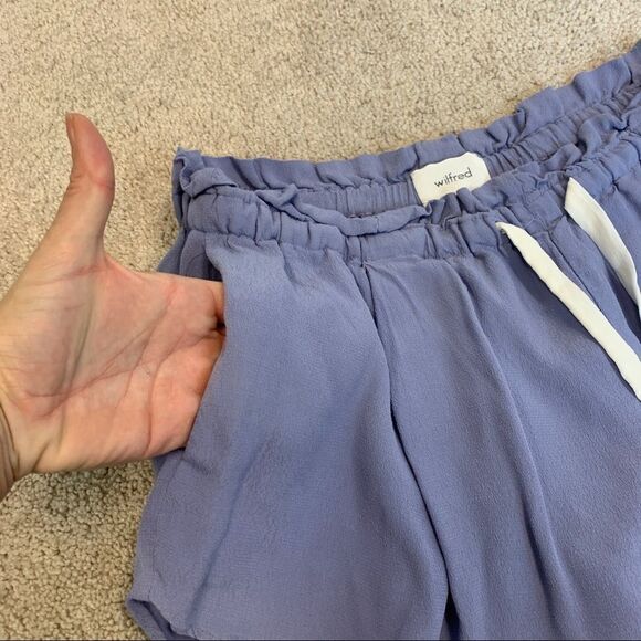 Aritzia Wilfred Montrouge purple shorts M elastic drawstring waistband pocket🔥 - Picture 4 of 10